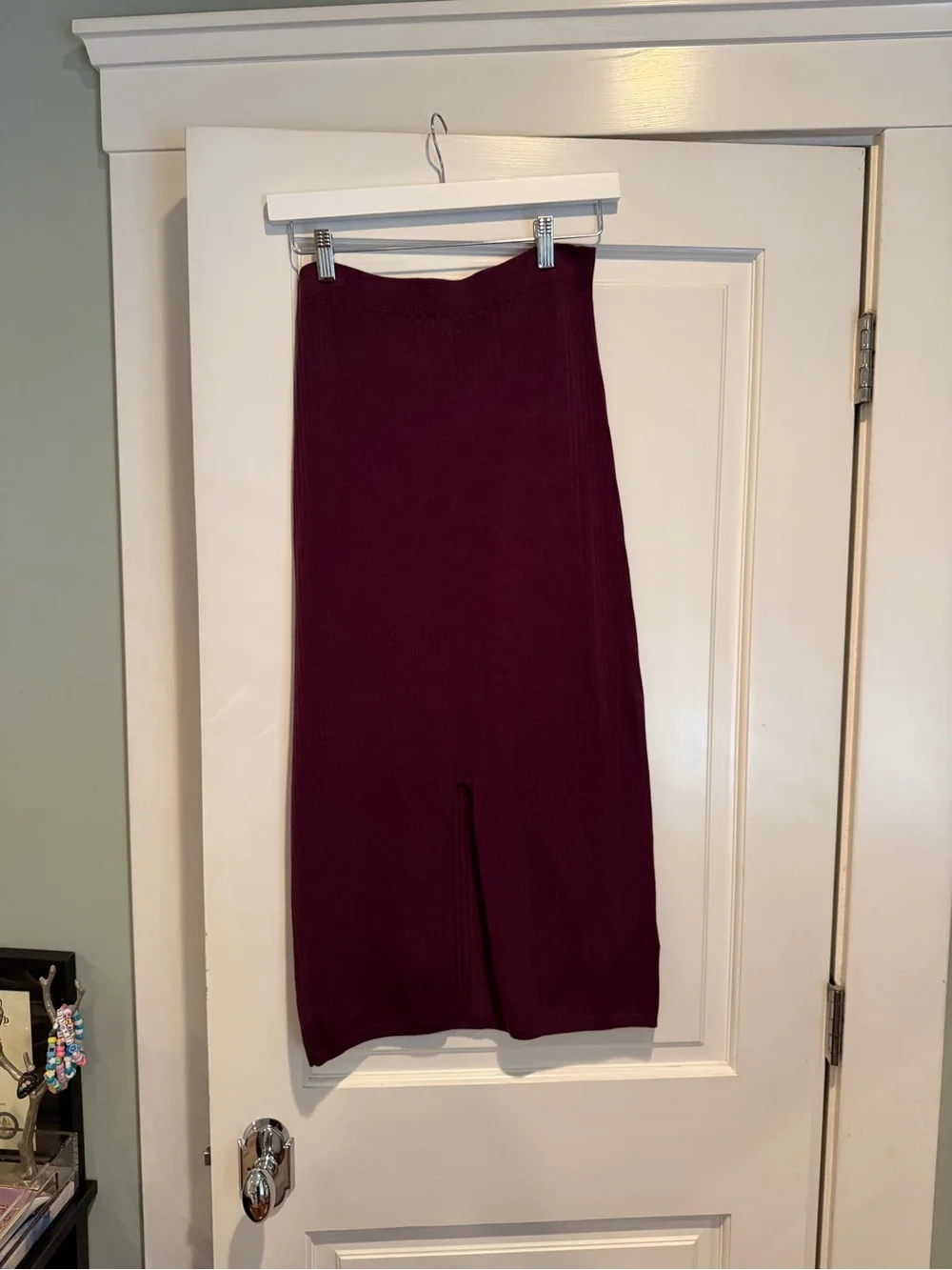 Free People plum Ribbed midi skirt